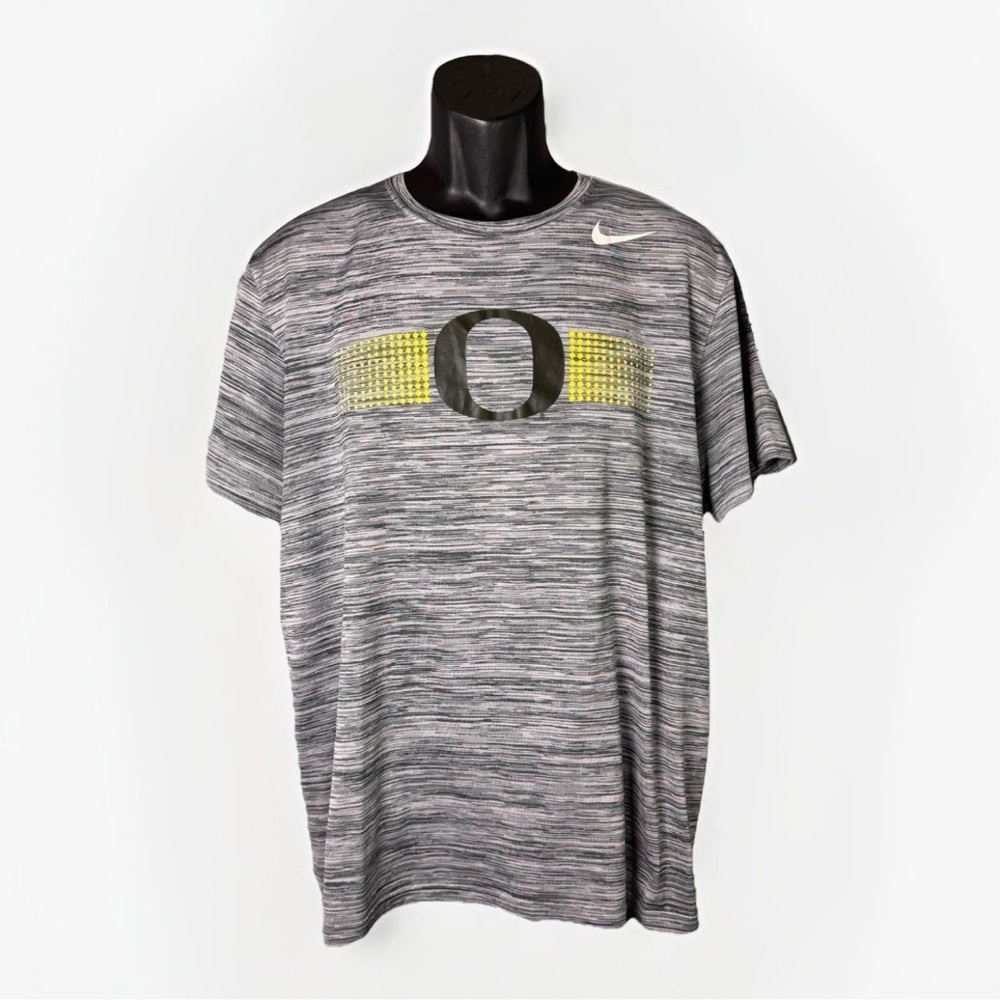 Oregon Ducks Football Team Issued Dri-Fit Heather Grey Men Short Sleeve Tee Sz L